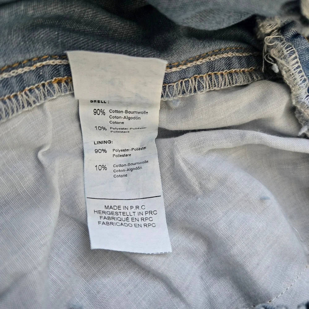 High Waisted Elastic Paperbag Denim Shorts Medium Wash Raw Frayed Hem Small NWT - Picture 6 of 6